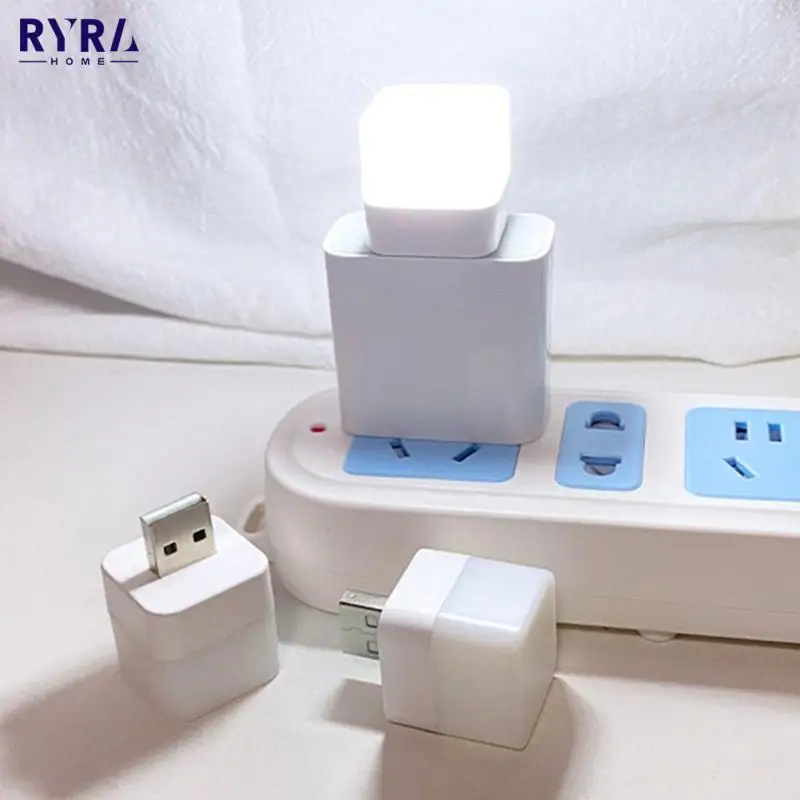 

USB Plug Lamp Computer Mobile Power Small Night Light Charging Mini LED Eye Protection Square Book Lamps Reading Light Newest