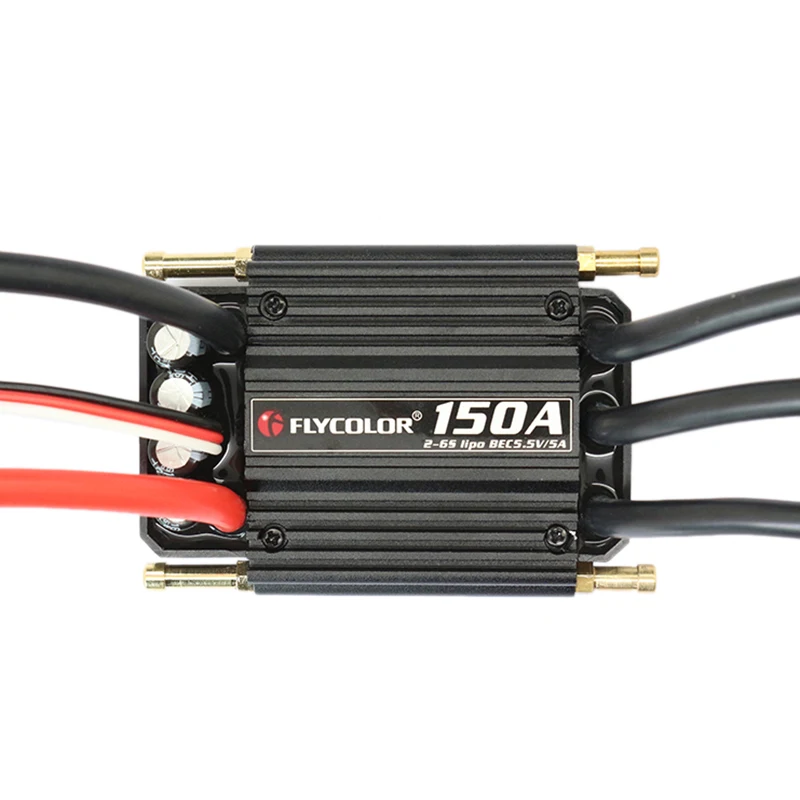 

Бесщеточный ESC для радиоуправляемой лодки Flycolor 150A 2-6S с 5,5 V/5A BEC