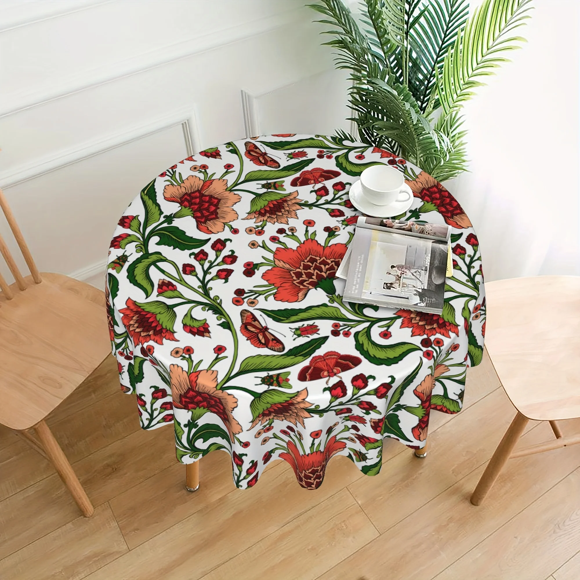 

Vintage Floral Bohemian Design Patio Cloth Tablecloth Spill Resistant Waterproof Wrinkle Resistant Tablecloth Coffee Picnic Mat