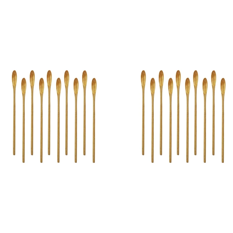 

Барная ложка, Коктейльная ложка, палочки для напитков, 7,96 дюйма, 20 штук, натуральная древесина, длинная ручка