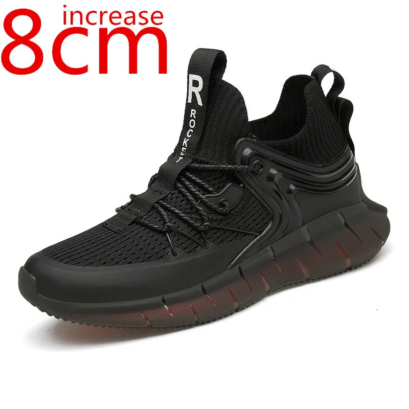 

Spring/Autumn 8cm Elevator Couple Mesh Shoes Men's Invisible Inner Heightening Sneakers Leisure Sports Increased Dad Shoes Male