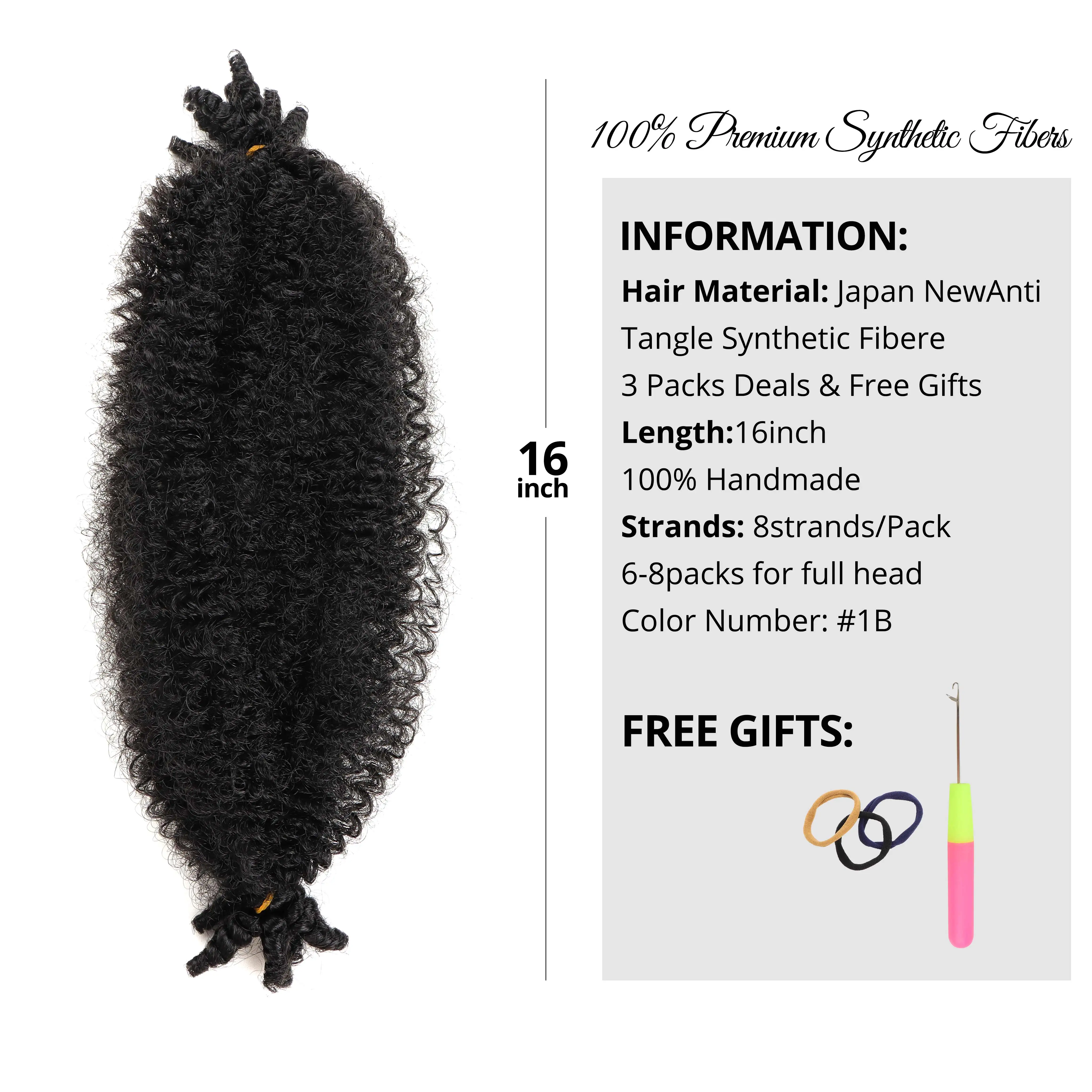 AHVAST афро курчавые вьющиеся весенние твисты 3 упаковки/компл. 16-дюймовые