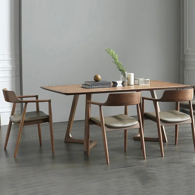 

Solid Wood Dining Chairs Restaurant Modern Mid Century Luxury Dining Chairs Designer Unique Single Armrest Sillas Home Furniture