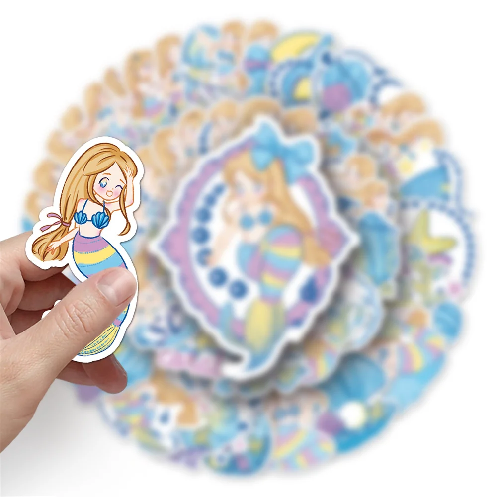 

50pcs Cute Mermaid Stickers For Phone Suitcase Scrapbook Stationery Laptop Kscraft Girl Sticker Scrapbooking Supplies Vintage