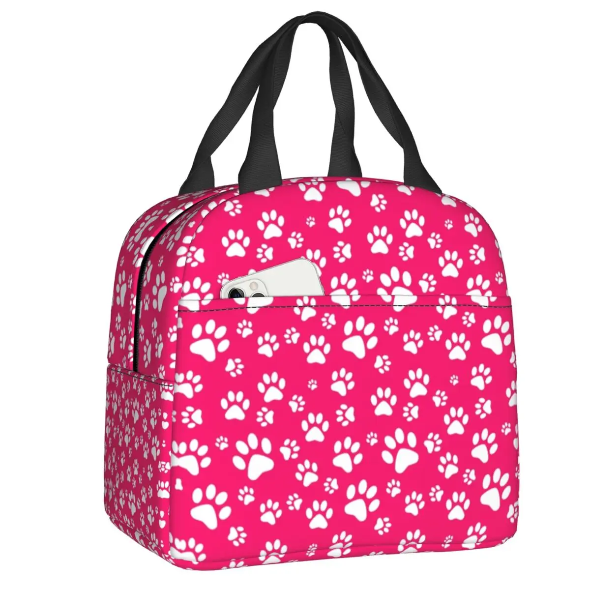 

Custom Pet Dog Paw Pattern Lunch Bag Men Women Warm Cooler Insulated Lunch Boxes for Kids School Children