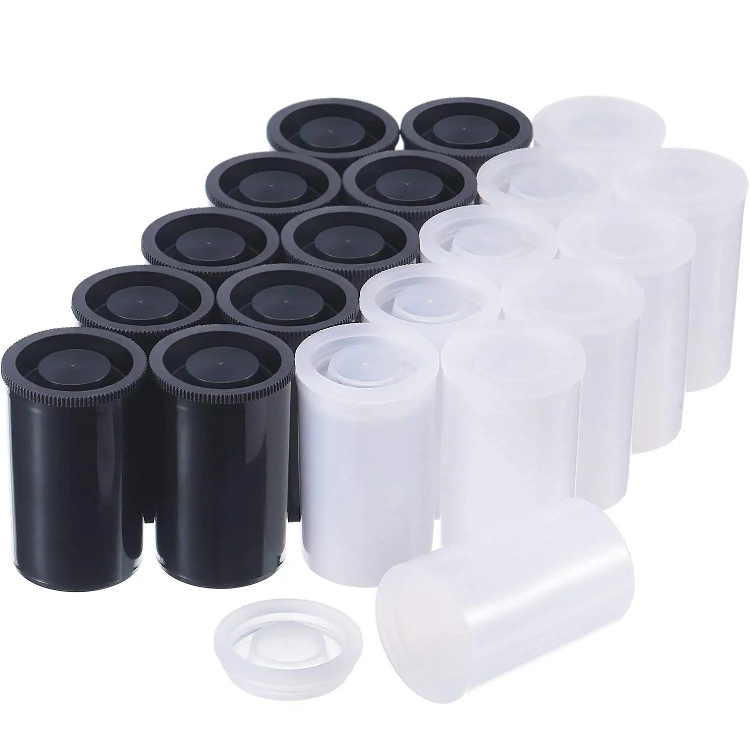 20PCS X 33MM Plastic Empty Film Canister Camera Reel Container Storage Case Can for Accessories Art Beads Coin Pill Fishing Bait