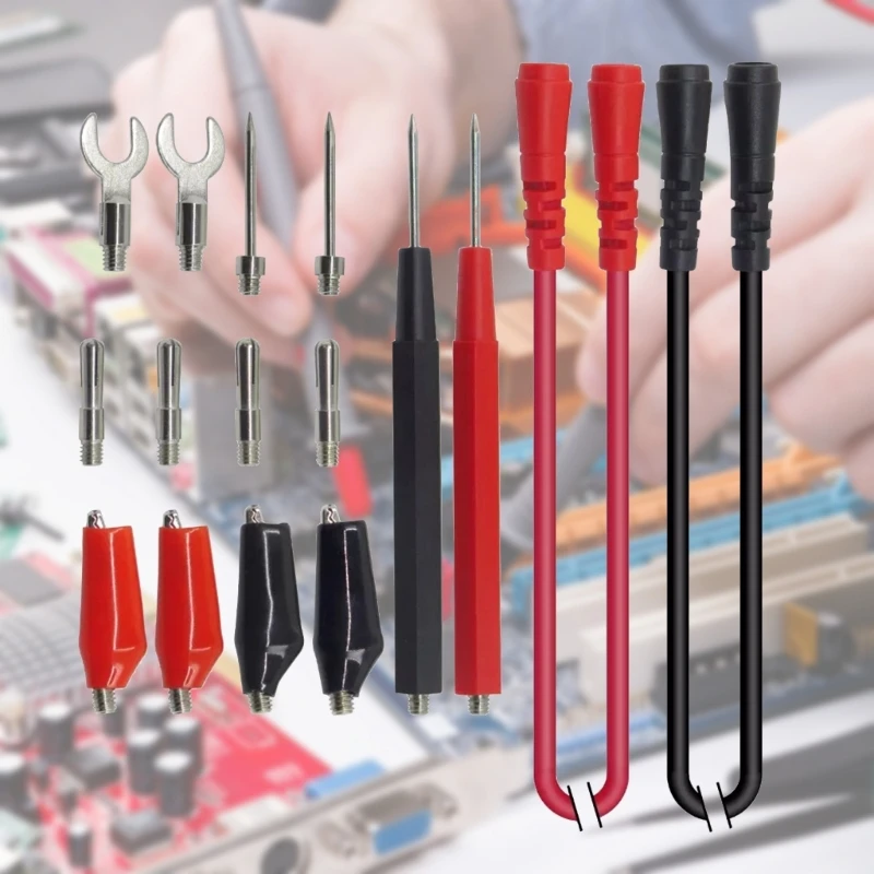 

Universal Multimeter Test Leads Kit with Replaceable Needle Probe Banana Plug Alligator Clip Test Probes Replacement B03E