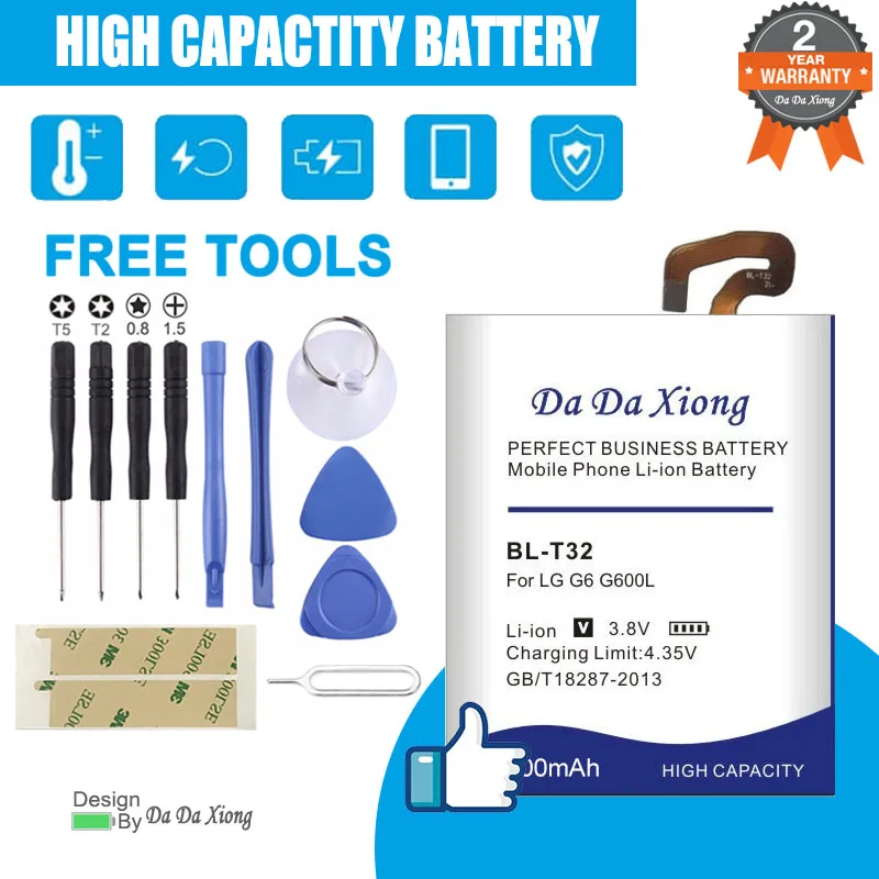 

5300mAh BL-T32 Battery For LG G6 G600L G600S H870 H871 H872 H873 LS993 US997 VS988 Mobile Phone Replacement