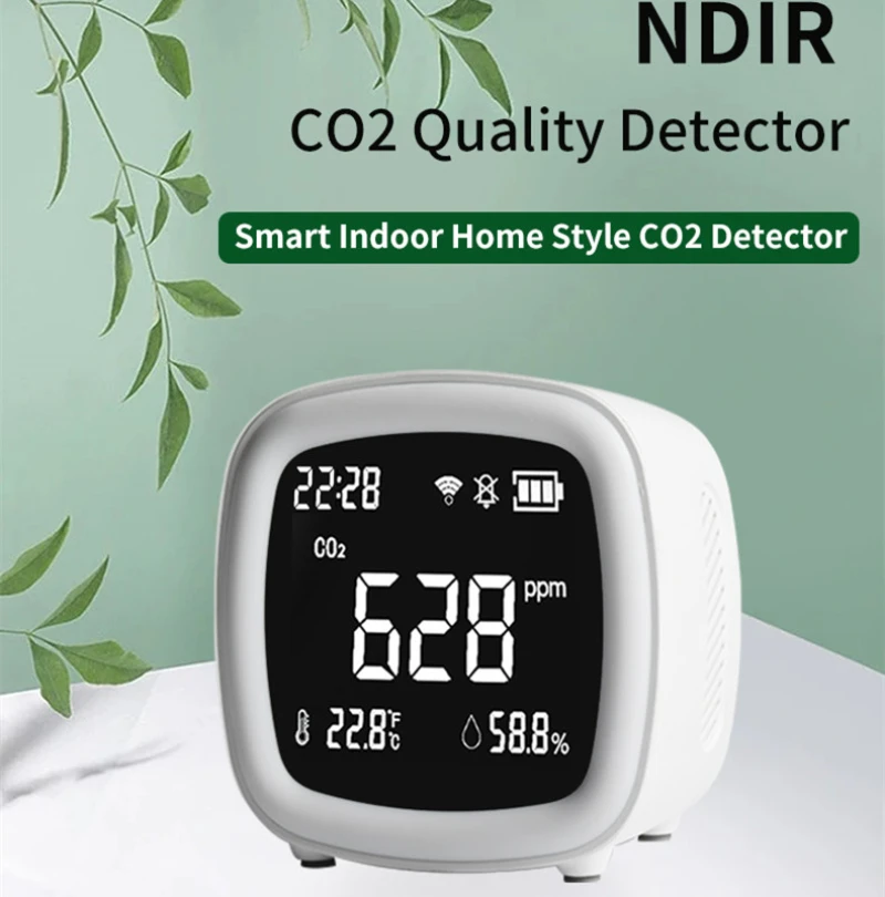 

Цифровой измеритель CO2 3-в-1, прибор для измерения температуры и влажности воздуха с Wi-Fi, для дома и офиса