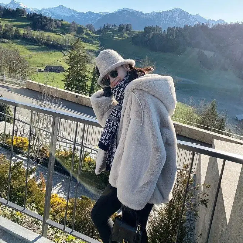 Новинка 2023 осенне-зимнее меховое пальто плотное из искусственного кролика