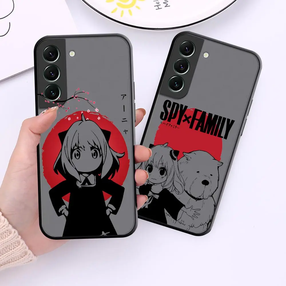 

Hot Anime SpyxFamily Anya Forger Matte Phone Case For Samsung Galaxy S23 S22 S21 S20 FE Ultra S10 S10E S9 Lite Plus Black Funda
