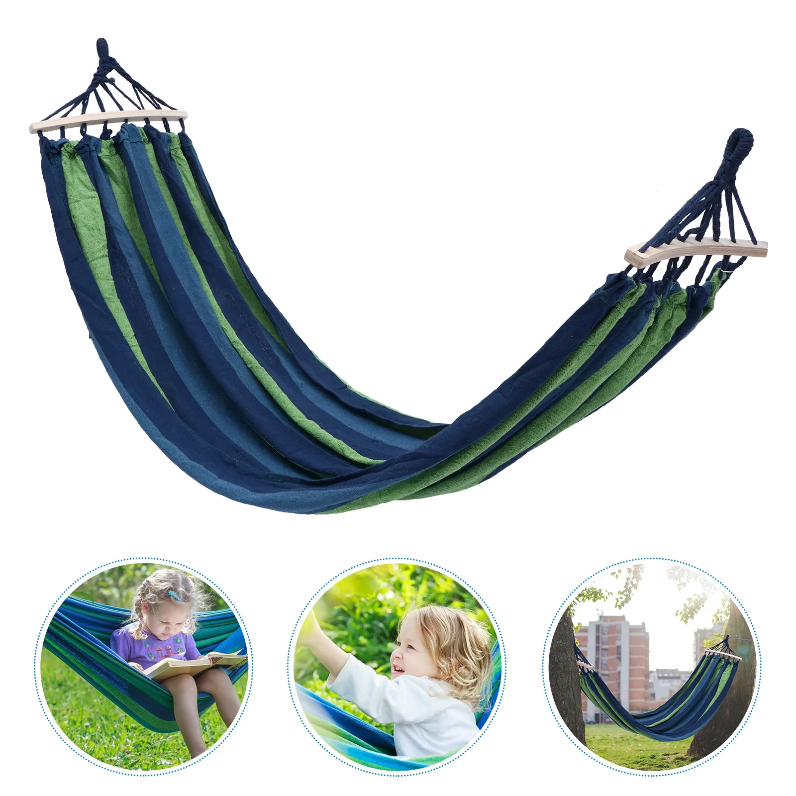 

Hammock Swing Outdoor Canvas Hanging Rope Nylon Portable Tree Travel Chair Striped Camping Backpacking Hammocks Garden swings