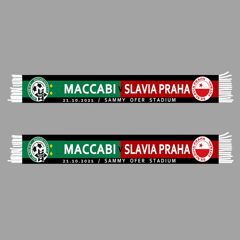

Шарф Maccabi Haifa FC VS SK славянский для фанатов, двусторонний вязаный, размер 145*18 см