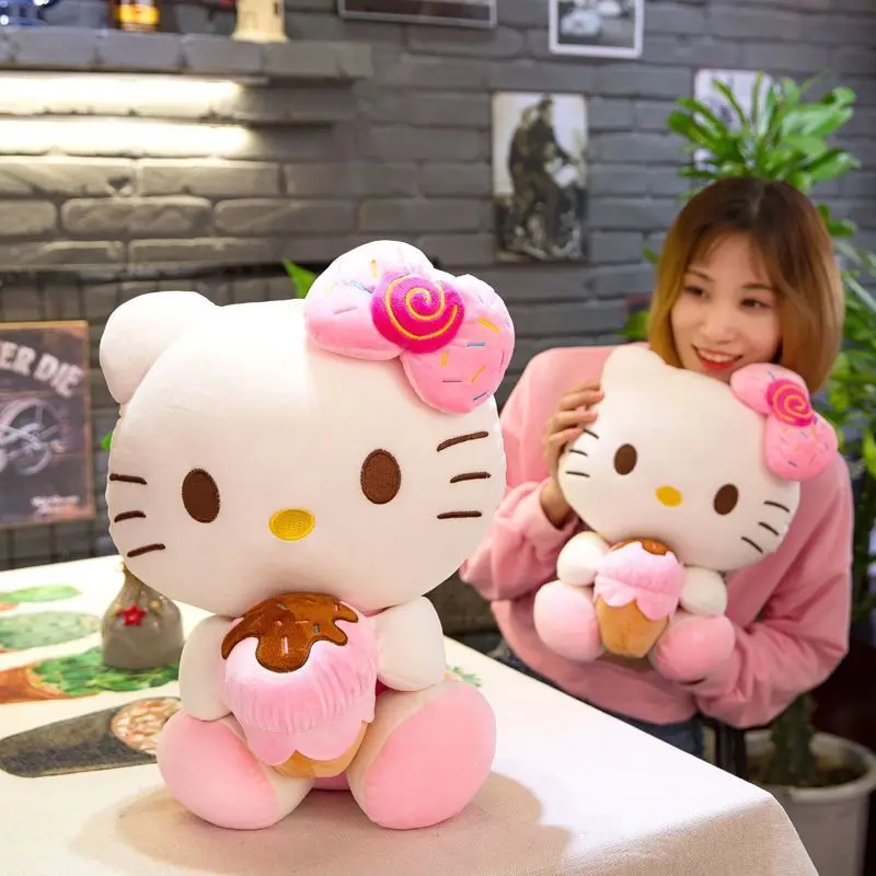 

30Cm Kawaii Sanrio Hello Kitty Plush Dolls Toys Ice Cream Soft Stuffed Pillow Anime Home Room Decor Plushies for Girl Gifts Kids