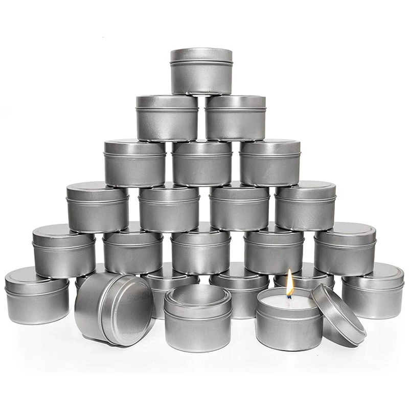 

Candle Tins, 24 Piece, 4 Oz Metal Candle Containers for Making Candles, Arts & Crafts, Dry Storage,Silver