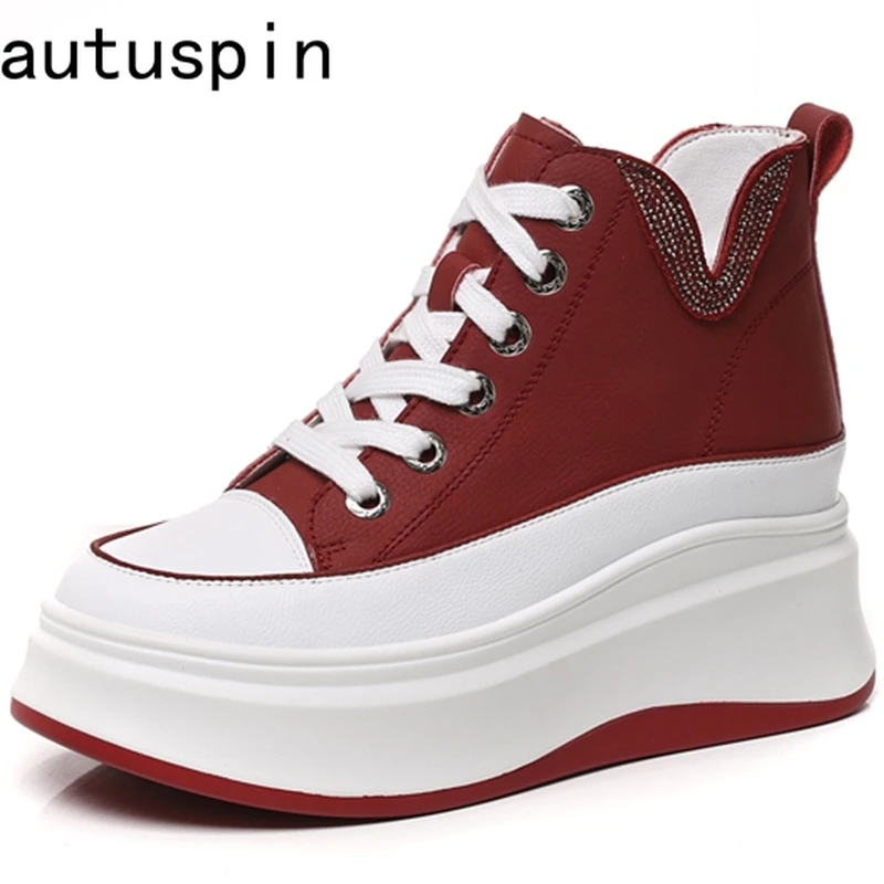 Женские кожаные ботильоны на платформе 9 см со скрытым каблуком