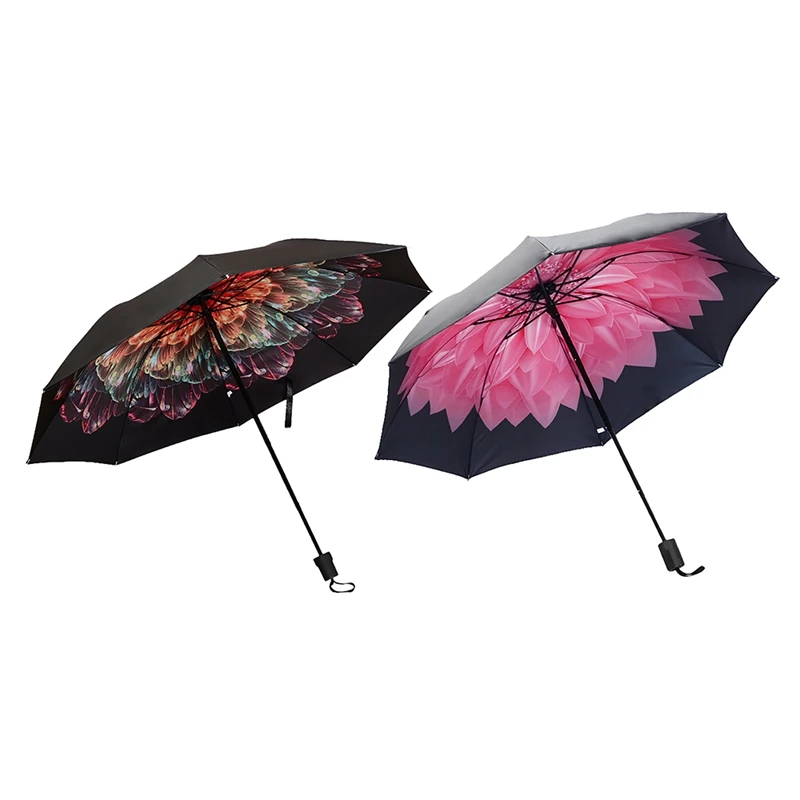 

Umbrella Men Woman Rain Windproof 3D Flower Print Umbrella 3 Folding Umbrella Outdoor Parapluie