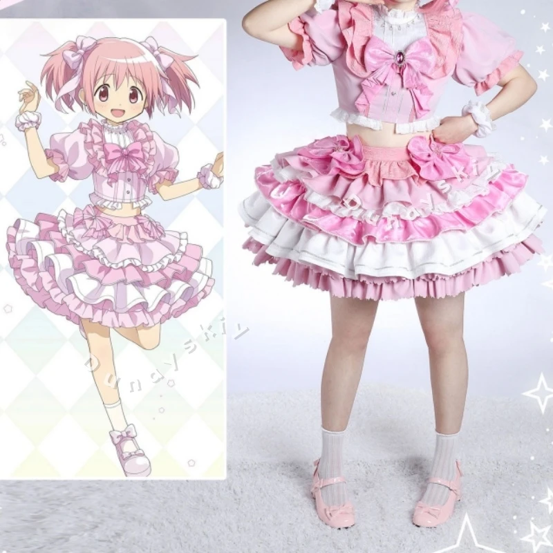 Фото Костюм для косплея Puella Magi Madoka Magica: розовое платье Канамэ Мадоки, пышная юбка в стиле Лолита, заколка-бабочка, сценический наряд для идола №2