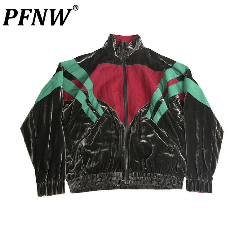 

PFNW Spring Autumn New Men's Colors Contracted Velvet Jackets Tide High Street Handsome Sports Style Baggy Casual Coats 28A1593