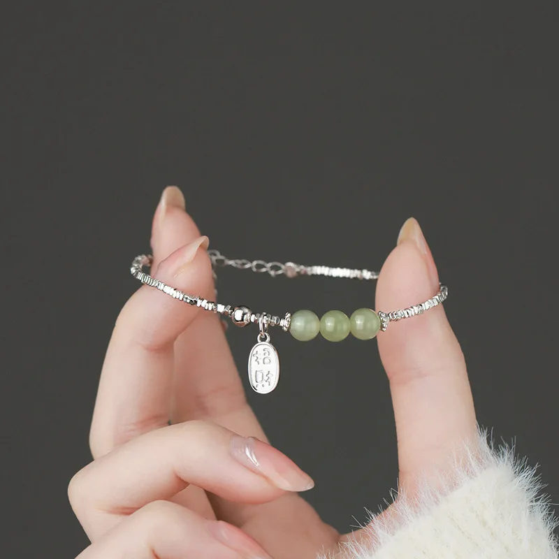 Высокое качество Hetian нефритовый браслет с бусинами для женщин 2024 модный