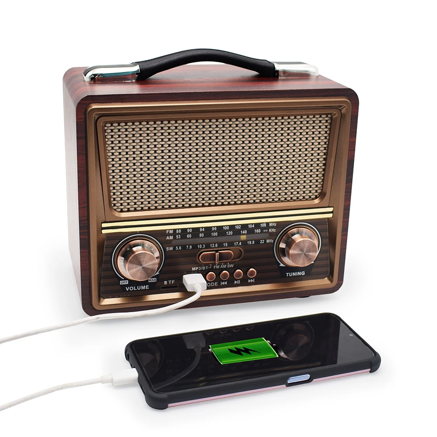 R-2055bt Radio AM FM SW portable radio old classic speaker TF card USB Wireless Bluetooth speaker radio player retro radio enlarge