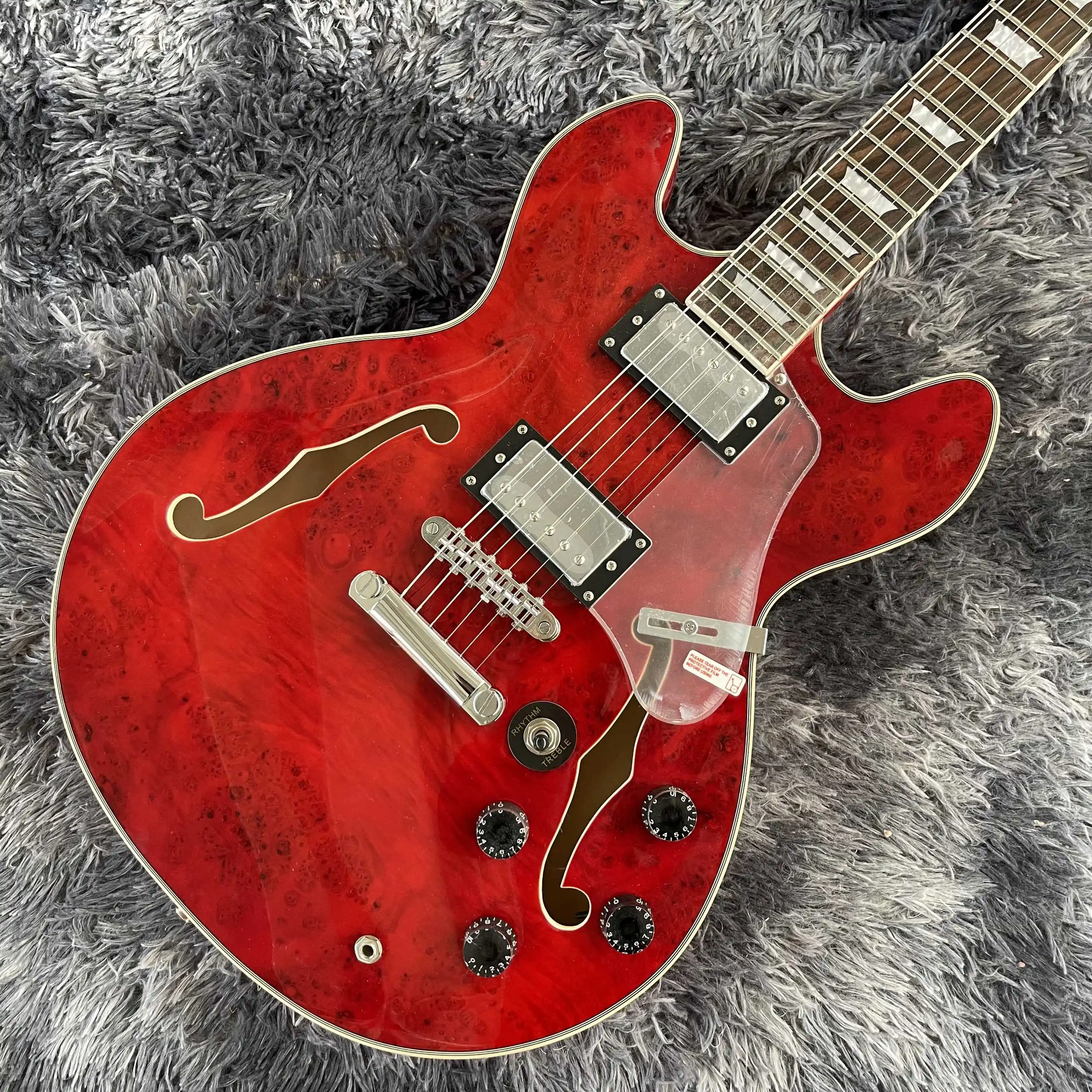 

Бесплатная доставка, красная, с яркой поверхностью, специальная форма, уникальная, электрическая гитара, новинка 2022 года, эксклюзивная под заказ,