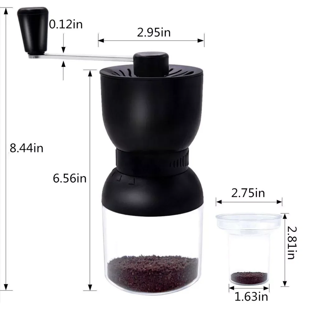 

2022 Coffee hand grinder Ceramic burr two containers with adjustable horizontal refillable