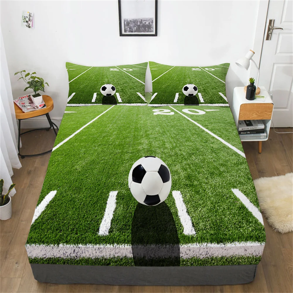 

Bedspreads 3D Football Bedding Covers Print Children Home Textile Bedroom Decoration Double Full Size Fitted Sheet Bedcover