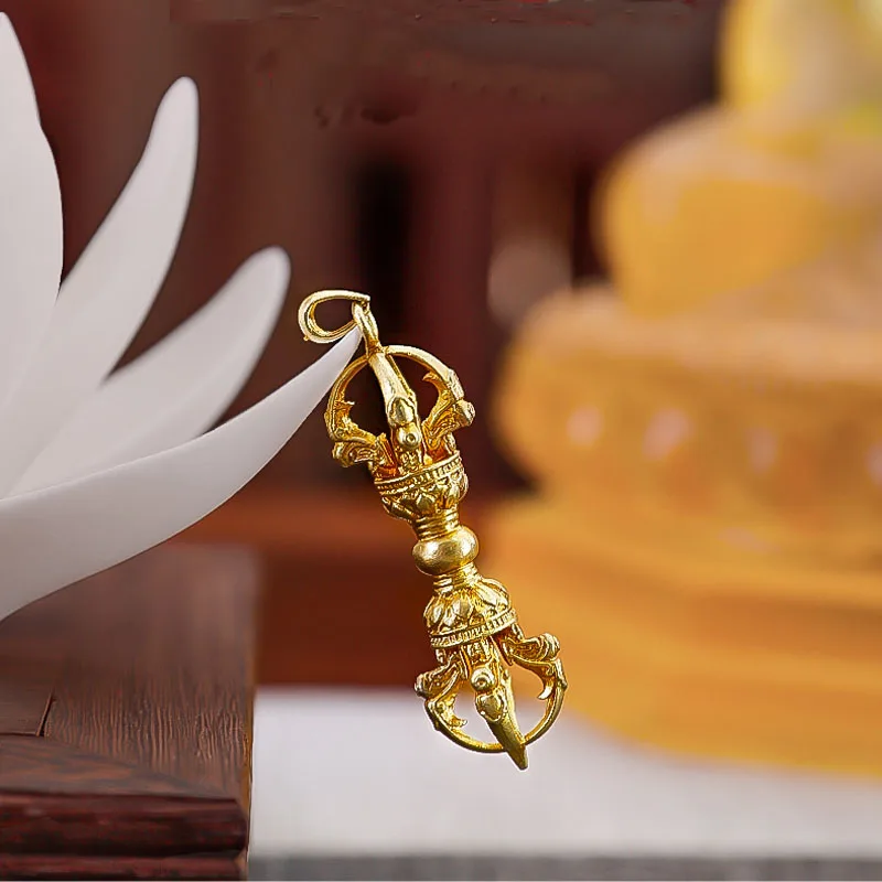 

Ручной работы из чистой меди Пять нитей Пест Ваджра фэн шуй орнамент религиозная коллекция подвеска на инструмент Будды