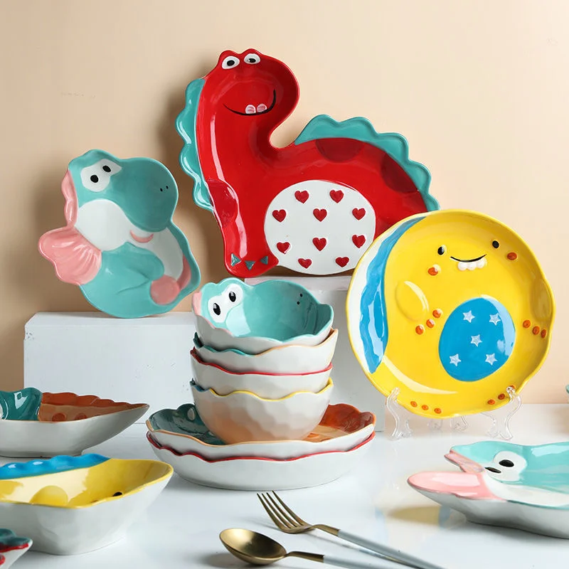 Милая миска с мультяшным динозавром керамическая здоровая посуда