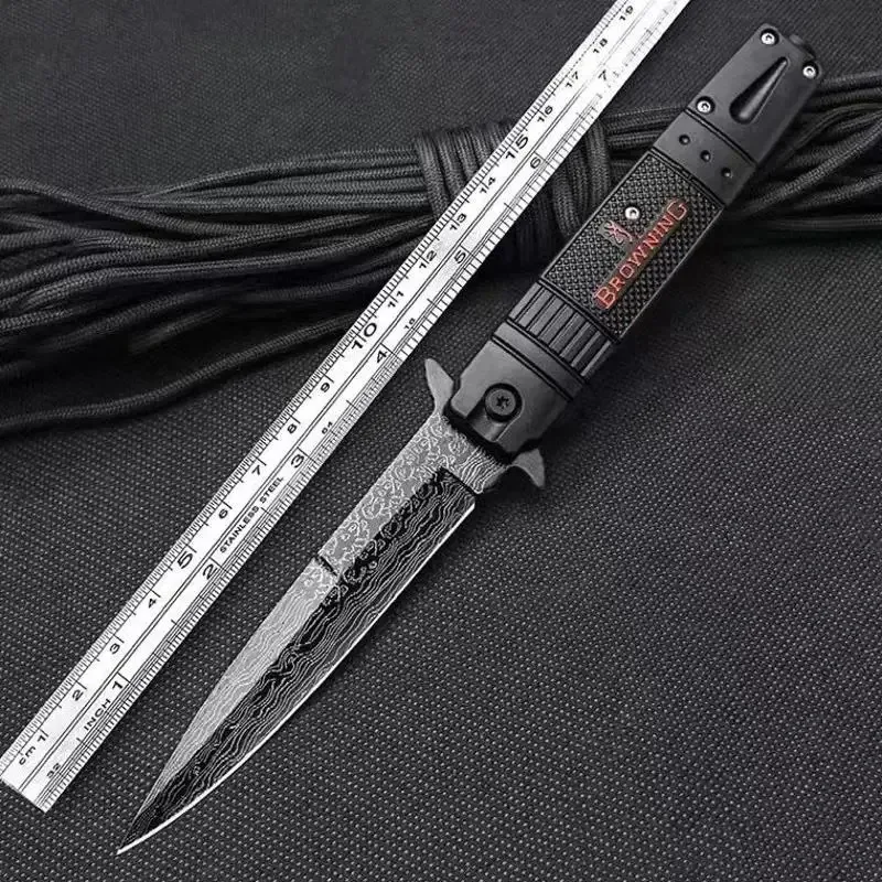 Портативный складной нож с дамасским узором для ежедневного использования