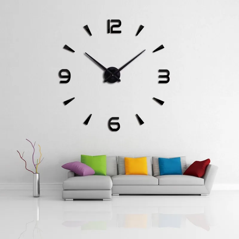 

3d Wall Clock Digital Triangle Block Pattern Living Room Art Decoration Acrylic Clock Hanging Wall Diy Wall Clock