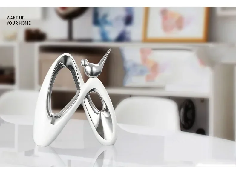 Керамические фигурки птиц в скандинавском стиле настольные миниатюры белого и