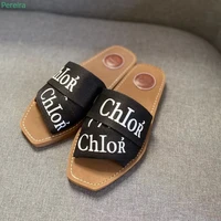 letter ribbon flat bottom slippers summer womens new arrival slip on large size fashion confortable simple good quality shoes