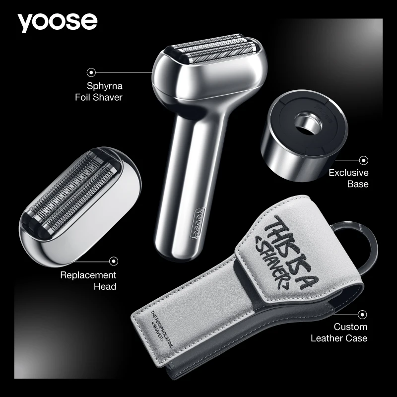 Перезаряжаемая электробритва yoose из фольги с влагозащитой IPX7, Влажная и сухая, корпус из сплава, магнитная головка, чехол для путешествий, ог...