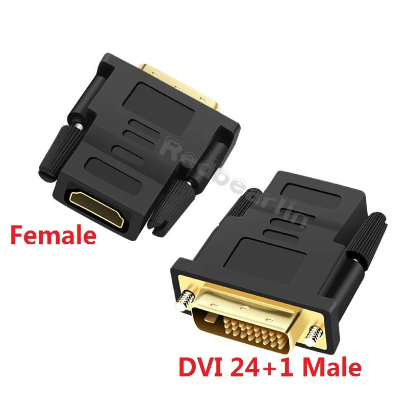 

100 шт., адаптер DVI 24 + 1 в HDMI-совместимый Конвертор из солода в гнездо, адаптер DVI с поддержкой 1080P для проектора HDTV, позолоченный адаптер
