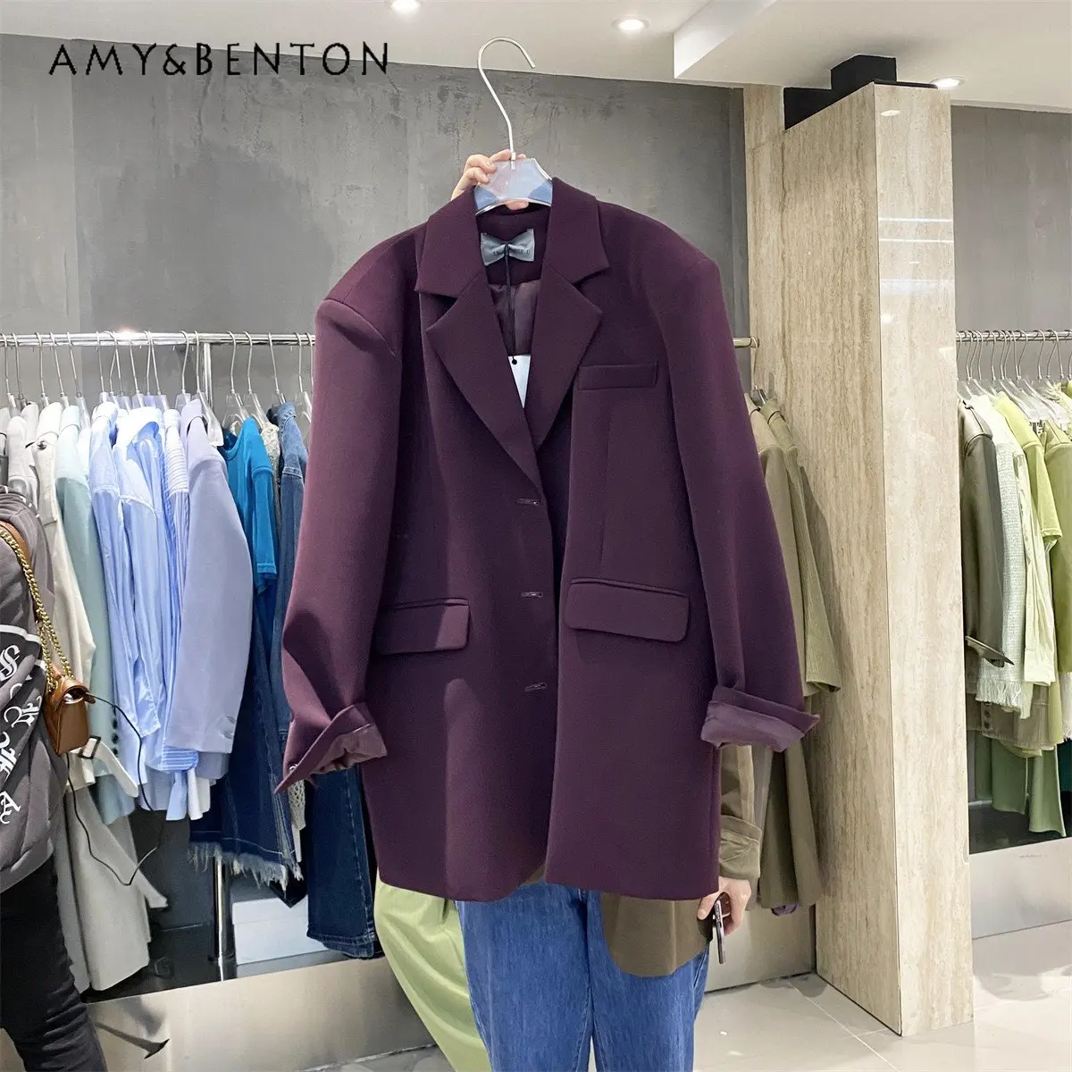 

Женский пиджак с длинным рукавом, повседневный свободный пиджак в Корейском стиле, выбор интернет-знаменитостей, весна 2023