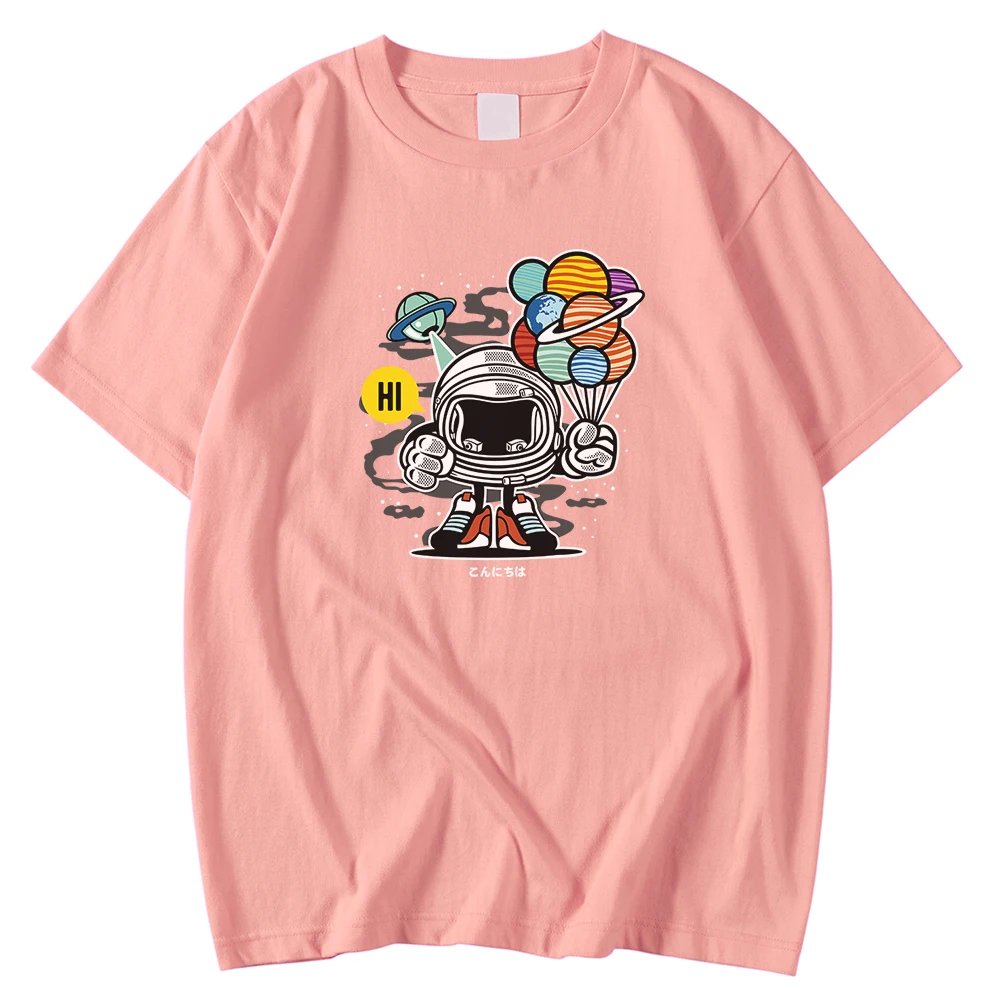 

Short Sleeve Male T Shirts Summer Crewneck Tee Shirts Spaceman Astronnuat Planet Printed Clothing Oversized Casual T-Shirt Men