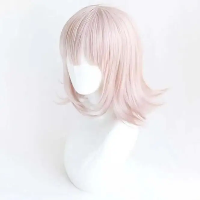 Супер парики Chiaki Nanami Короткие Розовые термостойкие волосы Синтетический Косплей