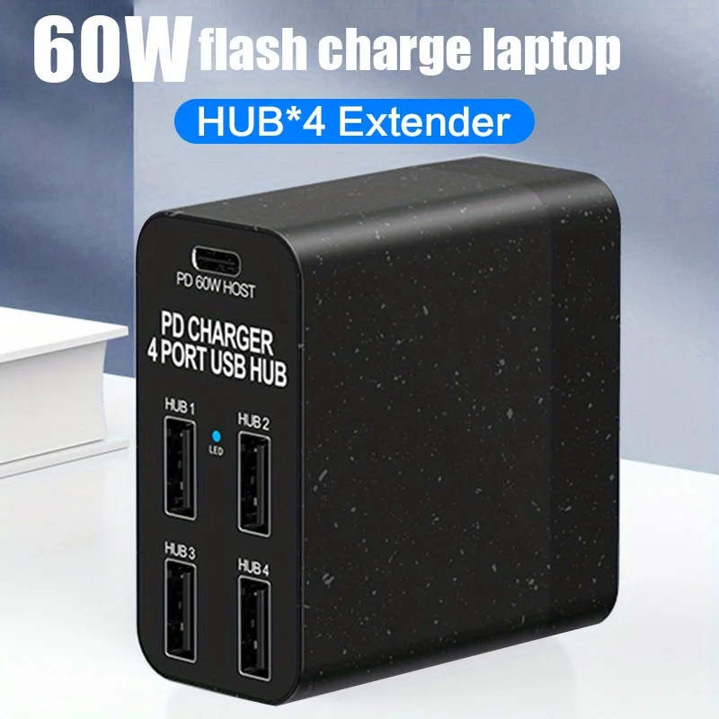 

4 Port HUB 60W Type C PD Fast Charger Hub OTG Multi Splitter Adapter Laptop Accessories For Xiaomi Lenovo Macbook Pro