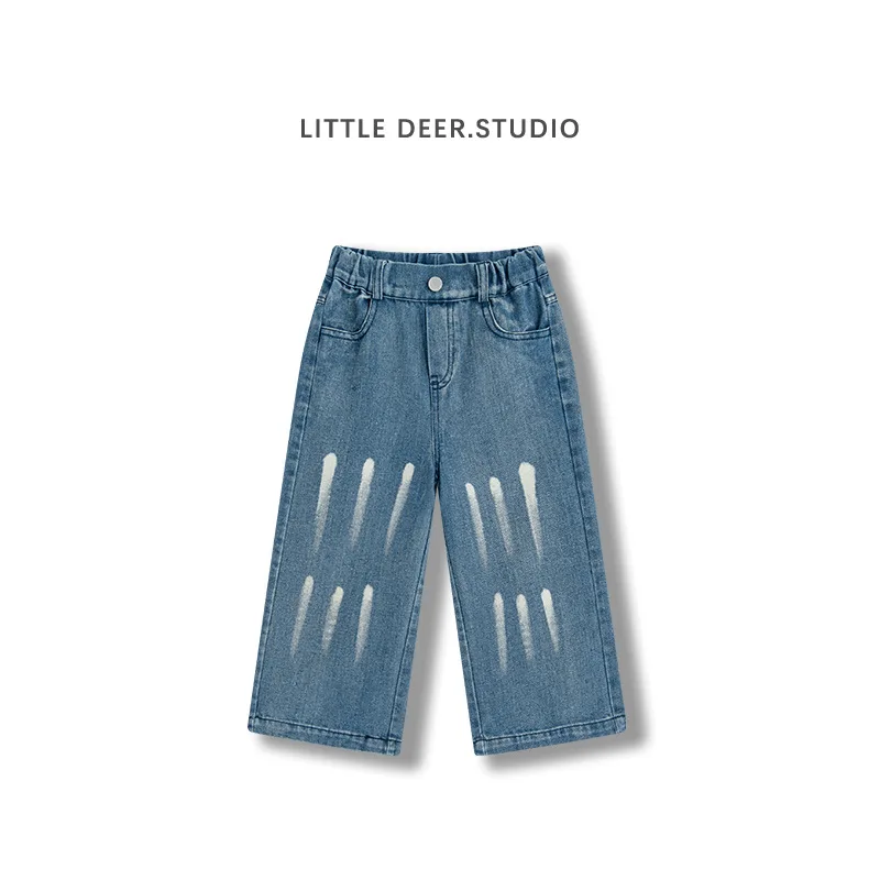 Джинсы для девочек детская одежда новинка 2024 детские джинсовые повседневные