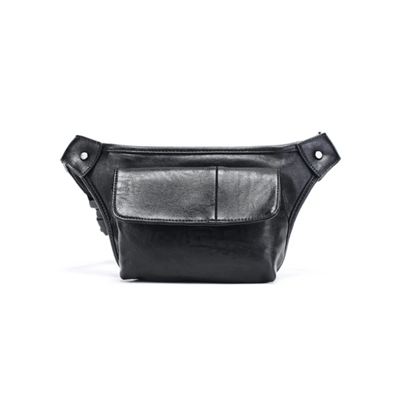 Small Shoulder Bags for Men Casual Single Strap Crossover Purse Solid Color Black Leather Chest Belt Purses Mens Bag Crossbody