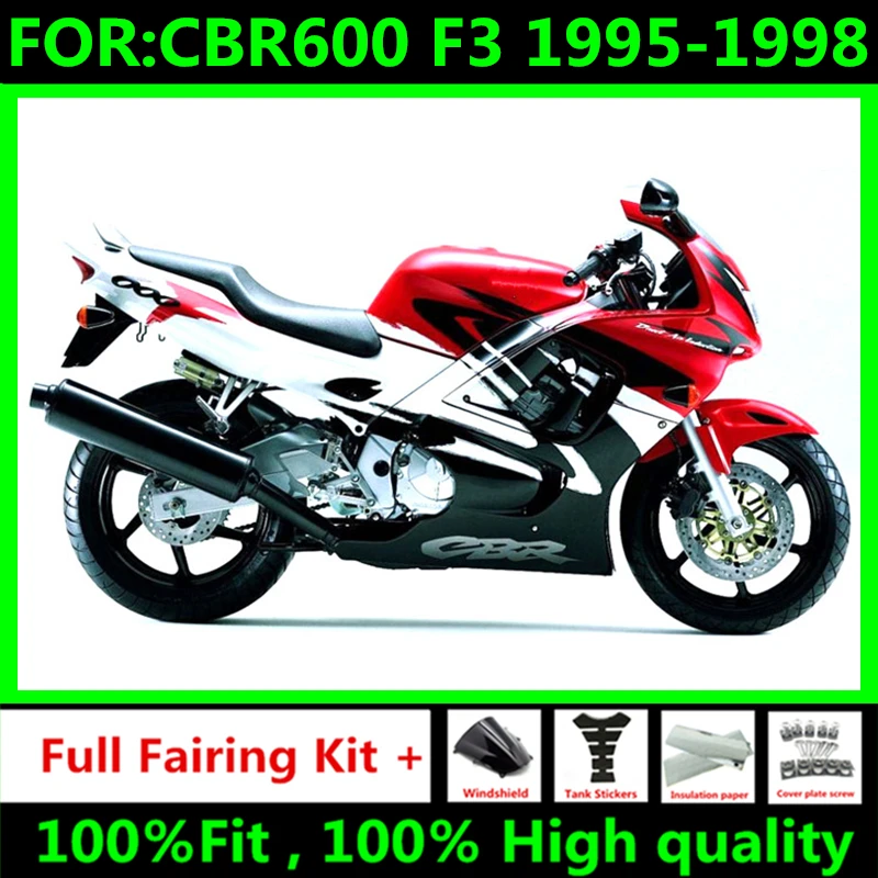 

New ABS Motorcycle Whole Fairings Kit fit for CBR600 F3 CBR600F3 CBR 600 1995 1996 1997 1998 full fairing kits set red black