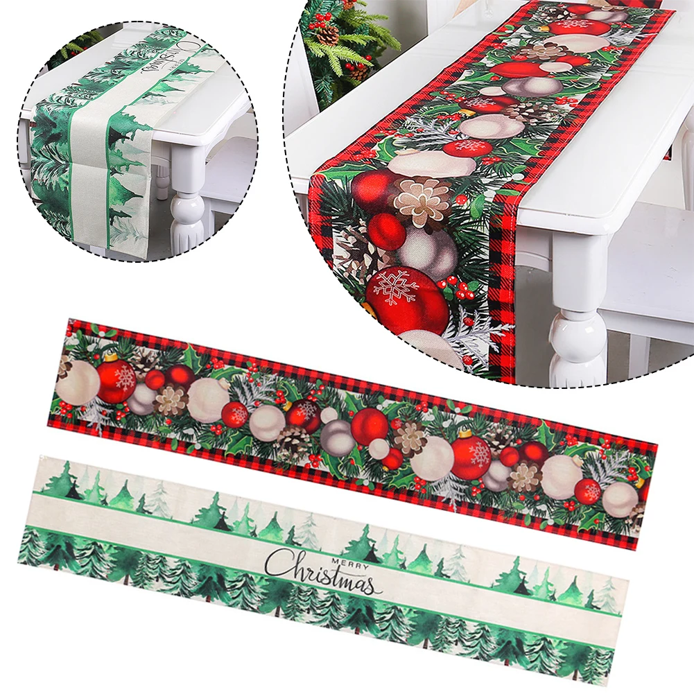 Рождественская дорожка для стола зеленый эльф руки елка шар принт сезонный