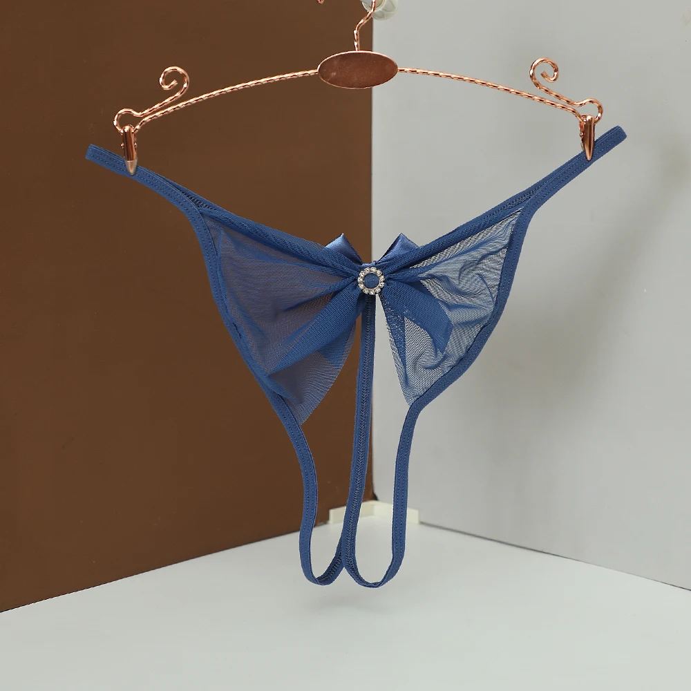 

Sexy Lingerie Women's Panties Crotch Opening Transparent G-strings Thongs Solid Bowknot Underwear for Women Lace Pantys