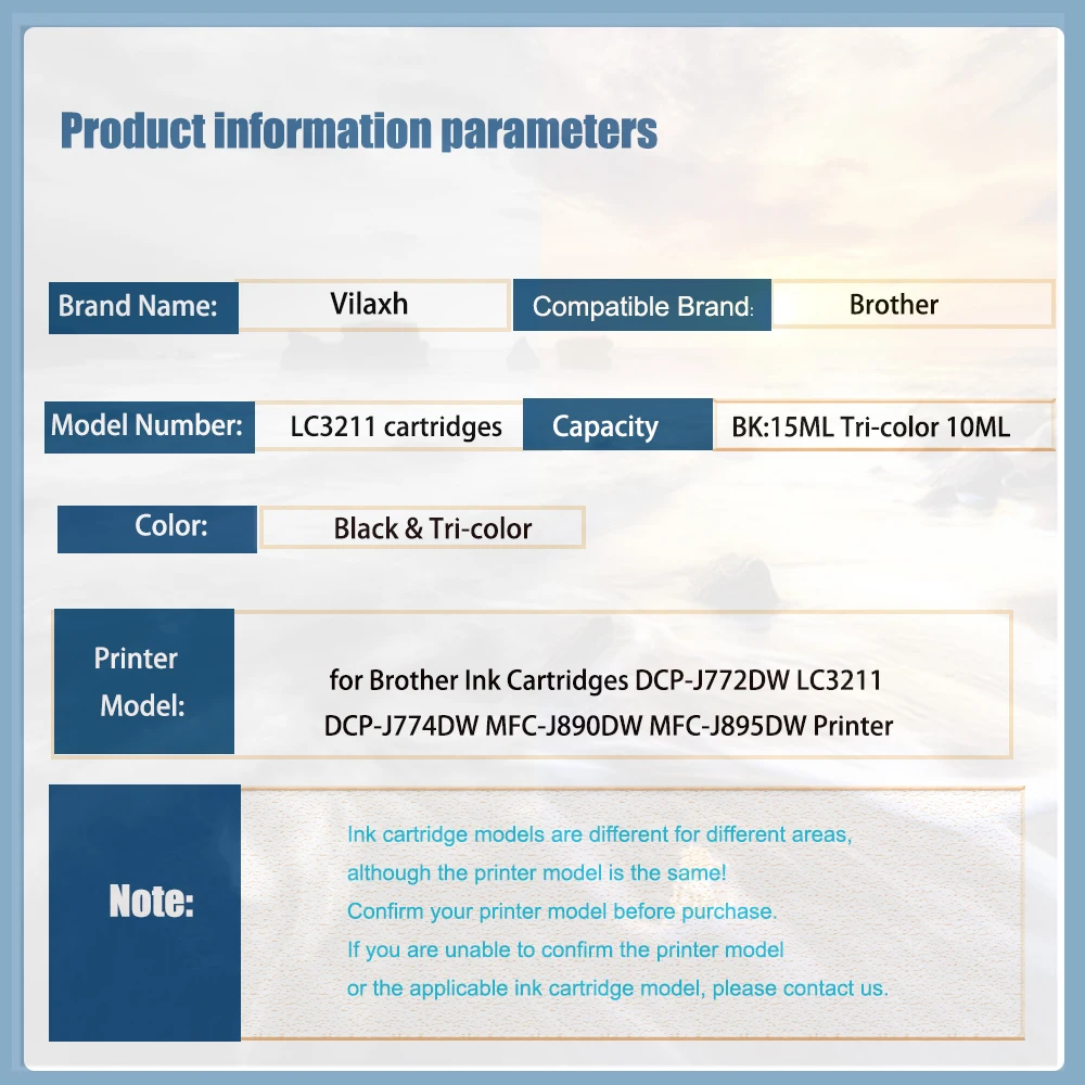 Vilaxh LC 3211 для картриджей Brother DCP-J772DW LC3211 DCP-J774DW MFC-J890DW MFC-J895DW принтер