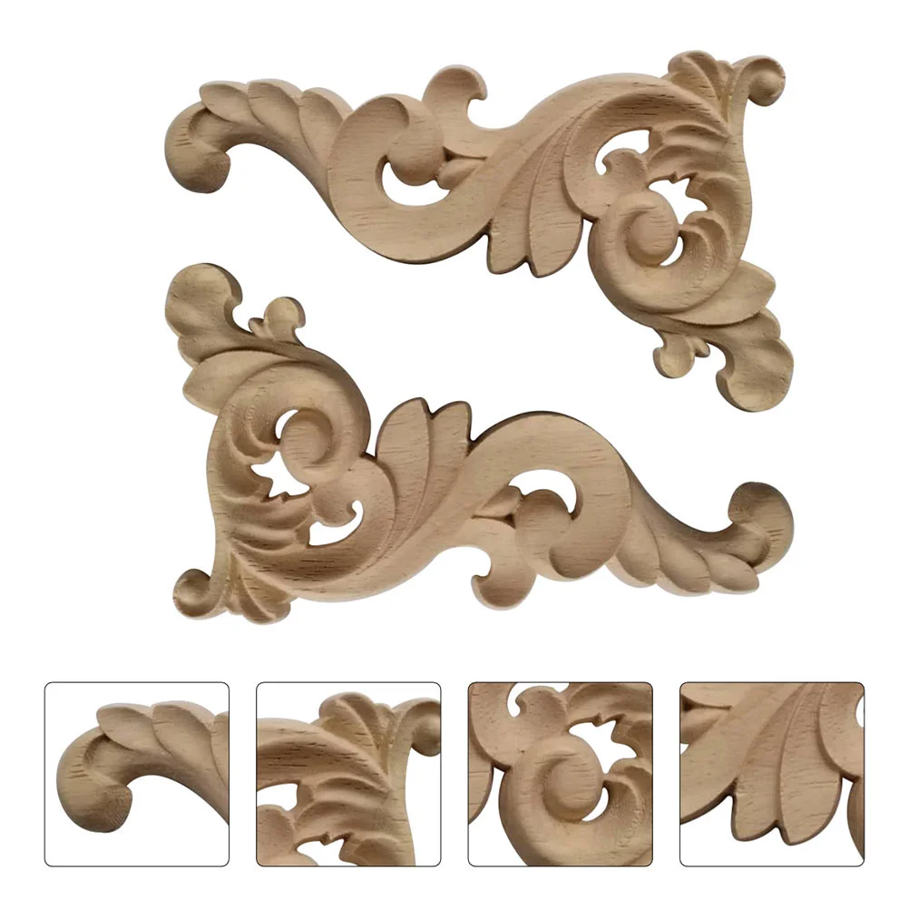 

2pcs Chic Exquisite Wood Chinese Style Carved Appliques Carving Decal Carved Onlay