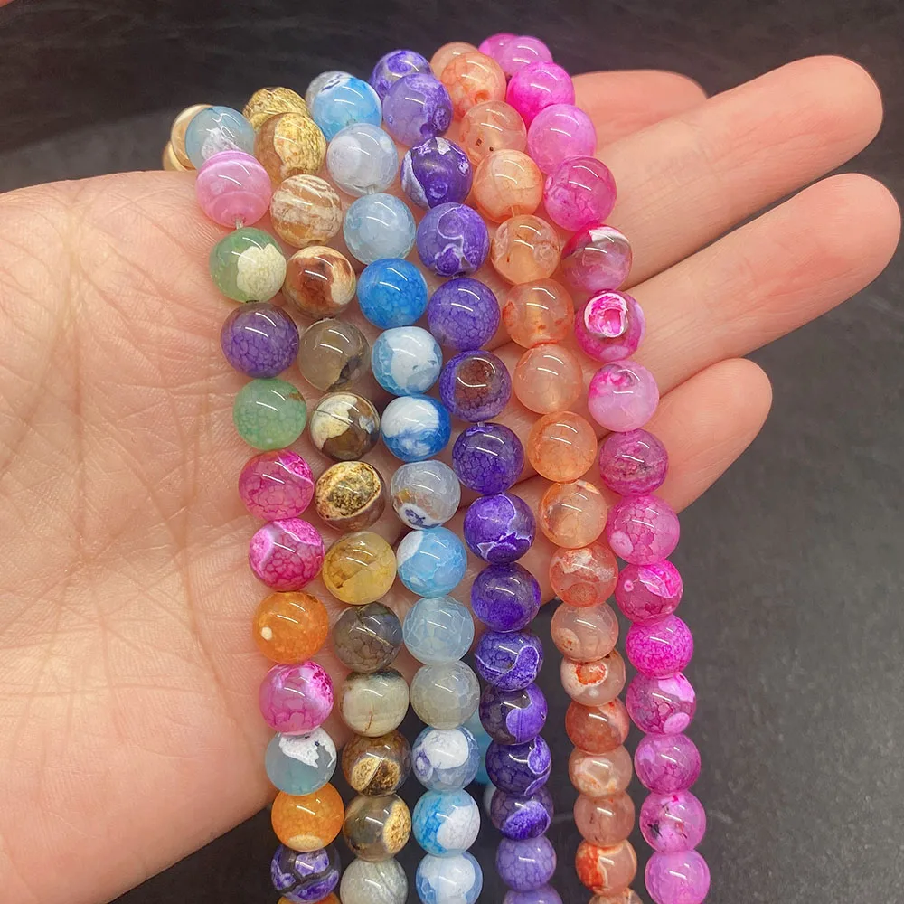 

Delicate Dragon Pattern Agate Beads Round Loose Beads Seed Beads for Bracelets Handmade Jewelry Materials Natural Gemstone Beads