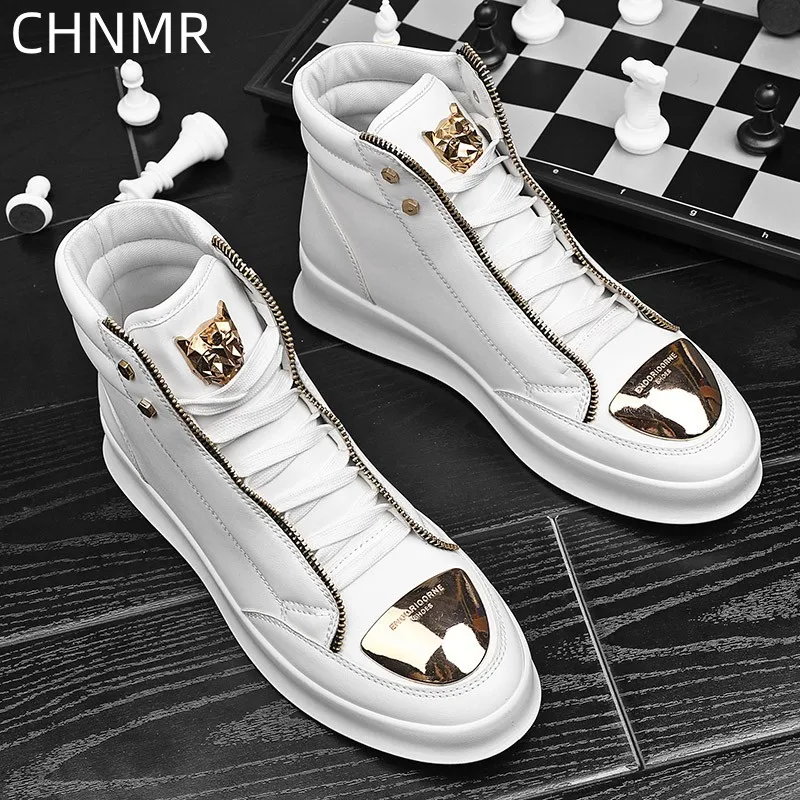 

New Men's High Top Shoes Casual Leather Boots Fashion Trend Tooling Shoes British Style Casual Luxury Comfortable Bestsellers