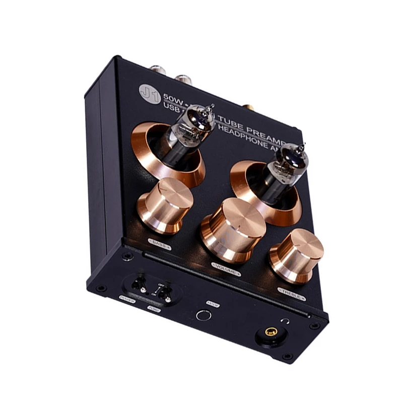 

J1 Audio Amplifier 6J5 Tube Preamplifier Coaxial AUX USB Headphone Amplifier 50Wx2 Tpa3116 Bluetooth 5.0 Tube Amplifier